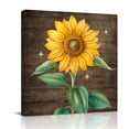 thumbnail image 1 of Summer Sunflower Canvas Wall Art for Living Room, Yellow Floral Plants Bees Brown Wood Grain Poster Print Painting for Bedroom Office Home Decoration Wall Pictures Prepare To Hang 12"x12", 1 of 9