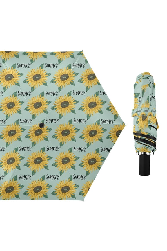 Summer Sunflower Compact Sun Umbrella Windproof Travel Umbrellas for Rain Strong Portable UV Protection