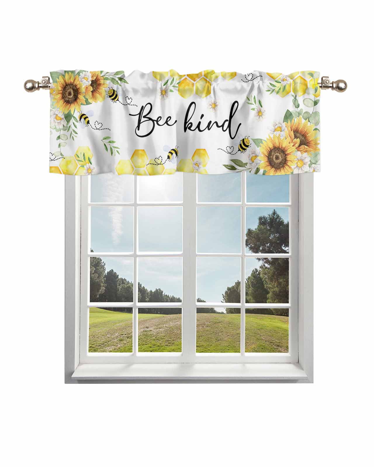 Summer Sunflower Curtain Valances for Window, Farmhouse Window Valance ...