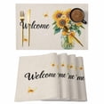 thumbnail image 1 of Summer Sunflower Daisy Butterfly Placemats Set of 6,Wipeable Washable Table Mats for Dining Tables, Vintage Linen Texture Place Mats for Kitchen Event Party Tabletop Decor, 1 of 9