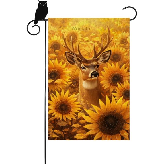 Summer Sunflower Deer Garden Flag 12x18 Inch Double Sided Small Outdoor House Yard Decoration