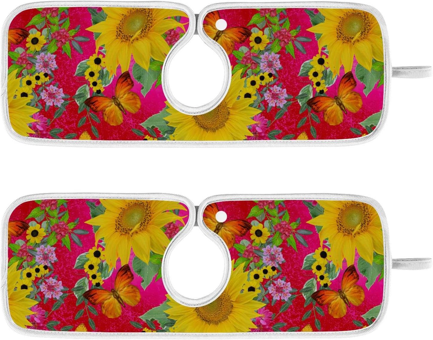 Summer Sunflower Floral Sink Splash Guard for Faucet 2 Packs Faucet ...