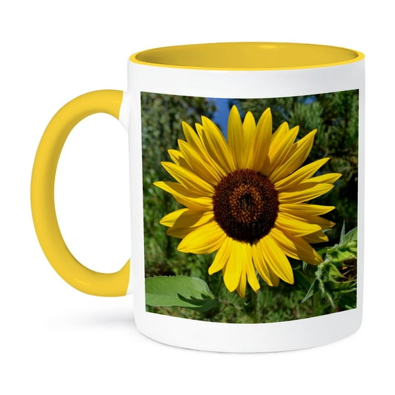 3dRose, Summer Sunflower Flower Photography Macro, 15oz Two-Tone Yellow Mug