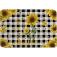 thumbnail image 1 of Summer Sunflower Indoor Doormat Absorbent Floor Mats, Black White Plaid Spring Floral Bee Rustic Wood Doormat Non-Slip Entrance Front Door Rug Kitchen Bathroom Entryway Rugs 18x30 Inch, 1 of 4