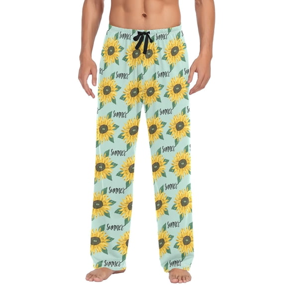 Summer Sunflower Men's Pajama Pants Cotton Long Sleepwear Lounge Pants XL