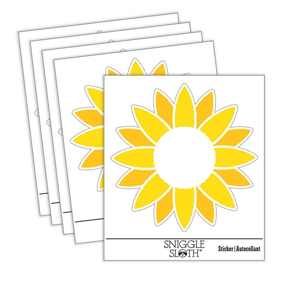 Summer Sunflower Monogram Center Car Window Bumper Water Bottle Phone Tablet Laptop Waterproof Vinyl Decal Sticker Set 5-Pack - Gloss Finish - 2.0"