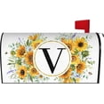 thumbnail image 1 of Summer Sunflower Monogram Letter V Mailbox Cover Magnetic 21x18 Inch, Family Last Name Initial Post Letter Box Covers, Spring Summer Seasonal Outdoor Yard Garden Standard Mailbox Decor, 1 of 6