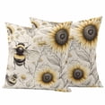 thumbnail image 1 of Summer Sunflower Pillow Covers 2 Pack Bee Floral Vintage Farmhouse Pillowcase Waterproof Outdoor Throw Pillow Cover for Patio Garden Square Cushion 24”x24”, 1 of 9