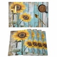 thumbnail image 1 of Summer Sunflower Placemats Set of 12 Blue Wood Grain Farmhouse Country Place Mats Indoor Wipeable Table Mats Washable Cloth Dining Table Placemats for Kitchen Holiday Party Home Decor 13x19 Inch, 1 of 9