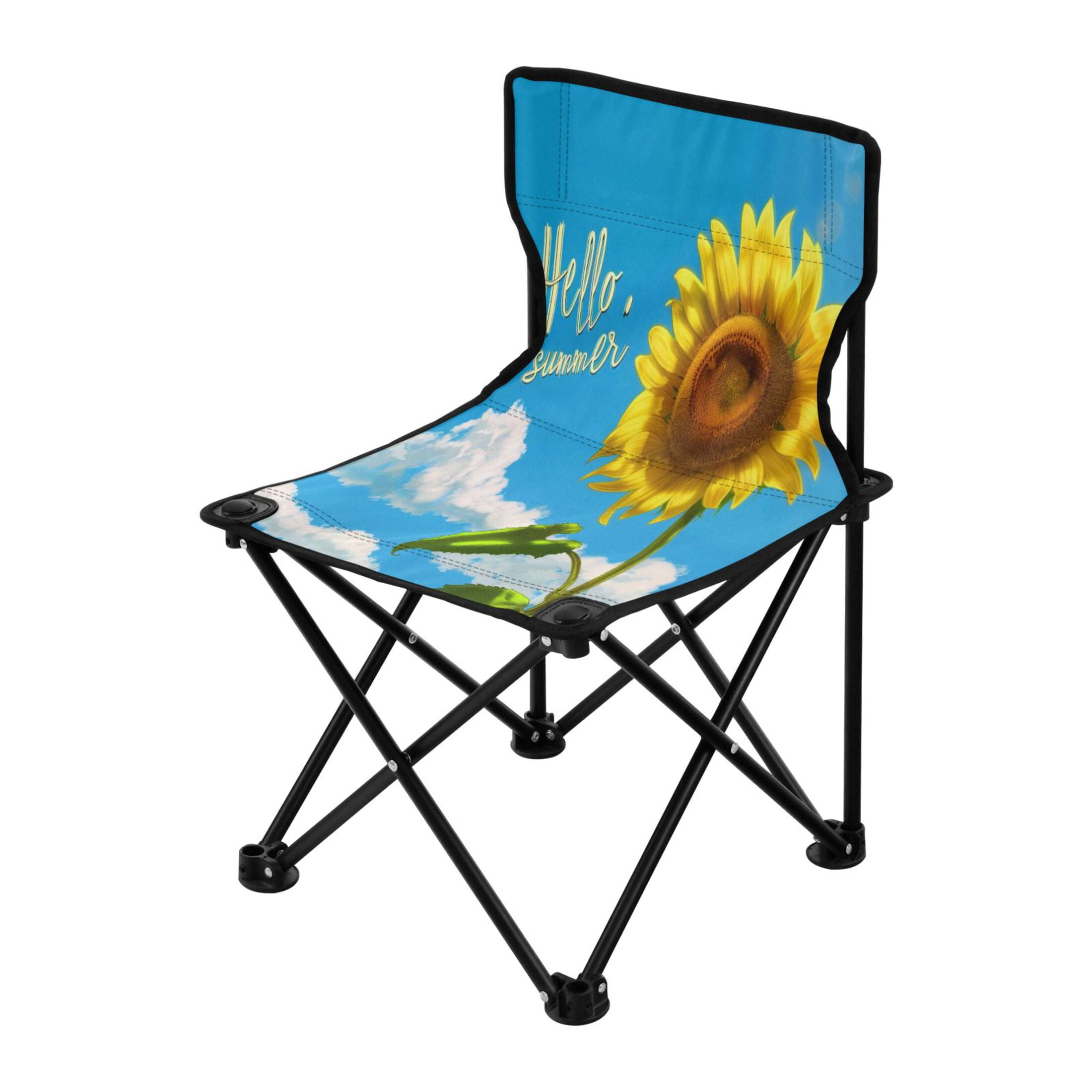 Summer Sunflower Portable Camping Chair Outdoor Folding Beach Chair Fishing Chair Lawn Chair with Carry Bag Support to 220LBS