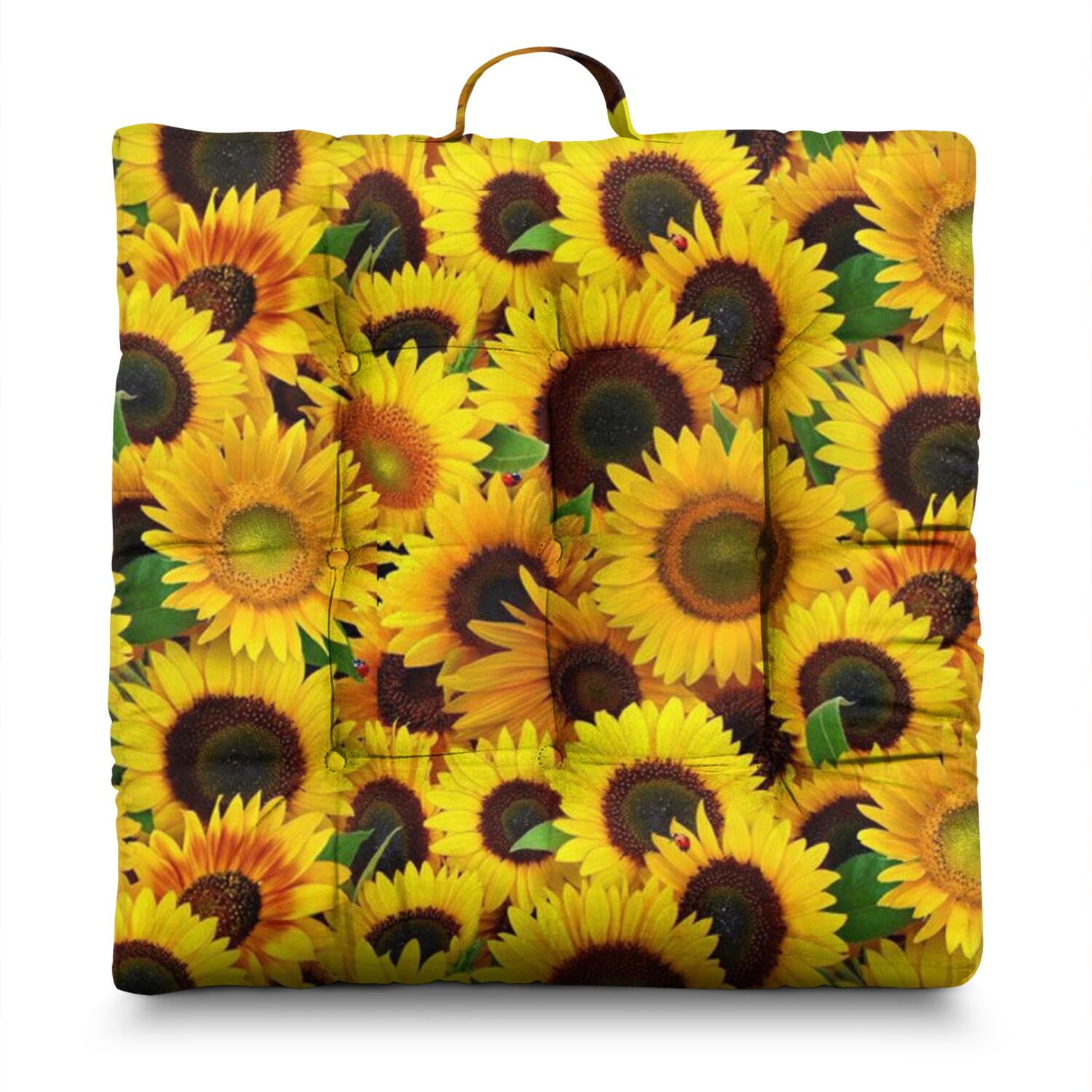 Summer Sunflower Print Meditation Seat - Nine-Point Stitched Supportive ...