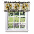 thumbnail image 1 of Summer Sunflower Rose Valance Curtain for Windows Country Farm Yellow Flower Leaf Linen Black Plaid Rod Pocket Curtain Valances Short Window Treatments for Kitchen Bathroom Laundry 54 x 18 Inch, 1 of 9