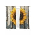 thumbnail image 1 of Summer Sunflower Sheer Curtains 72 Inch Long 2 Panels, Watercolor Flowers Wood Grain Light Filtering Rod Pocket Semi Sheer Curtains, Sheer Voile Drapes for Living Room Bedroom, 52"x72", 1 of 5