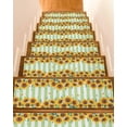 thumbnail image 1 of Summer Sunflower Stair Treads Non Slip for Steps Daisy Butterfly Leaf Green White Stripe 7 Pcs Reusable Adhesive Stair Runner Mats for Dogs Elders Carpet Treads Rugs for Staircase 8x30 In, 1 of 7
