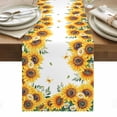 thumbnail image 1 of Summer Sunflower Table Runner - 48 Inch Long, Kitchen Dining Table Runner Dresser Scarves, Daisy Leaves Butterfly Botanical Farmhouse Decor for Coffee Tables Wedding Party Banquet, 1 of 8