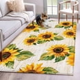 thumbnail image 1 of Summer Sunflower Washable Area Rug 3x5 Yellow Flower Leaf Old Newspaper Low-Profile Large Area Rugs with Non Slip Backing Indoor Floor Carpet for Entrance Living Room Bedroom Home Office, 1 of 9