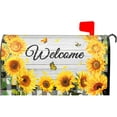 thumbnail image 1 of Summer Sunflower Welcome Mailbox Cover Butterfly Flower Buffalo Check Plaid Magnetic Mail Cover Letter Wraps Post Box Decorations for Garden Yard Home Patio Decor Standard Size 21x18 Inch, 1 of 6