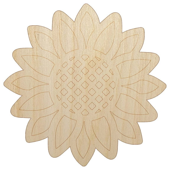 Summer Sunflower Wood Shape Unfinished Piece Cutout Craft DIY Projects - 4.70 Inch Size - 1/4 Inch Thick