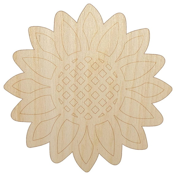 Summer Sunflower Wood Shape Unfinished Piece Cutout Craft DIY Projects - 4.70 Inch Size - 1/4 Inch Thick