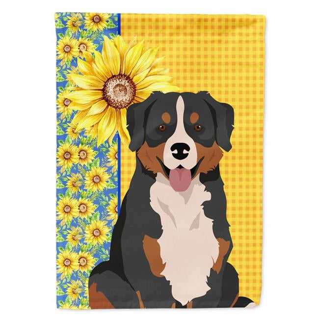 Summer Sunflowers Bernese Mountain Dog Flag Canvas House Size