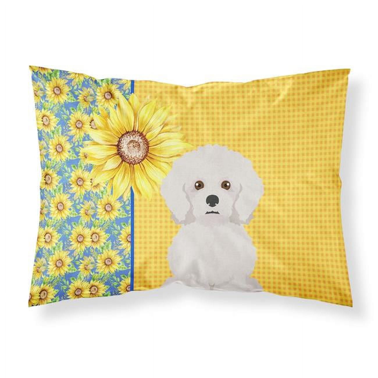 Summer Sunflowers Bichon Frise Fabric Standard Pillowcase