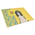 thumbnail image 1 of Summer Sunflowers Black English Springer Spaniel Glass Cutting Board Large 12 in x 15 in, 1 of 5