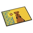 thumbnail image 1 of Summer Sunflowers Black and Tan Airedale Terrier Indoor or Outdoor Mat 18x27 27 in x 18 in, 1 of 5