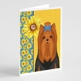 thumbnail image 1 of Summer Sunflowers Black and Tan Full Coat Yorkshire Terrier Greeting Cards and Envelopes Pack of 8 7 in x 5 in, 1 of 3