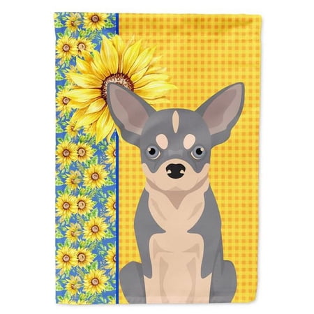 Summer Sunflowers Blue and White Chihuahua Flag Garden Size