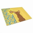 thumbnail image 1 of Summer Sunflowers Chocolate Chihuahua Glass Cutting Board Large 12 in x 15 in, 1 of 5