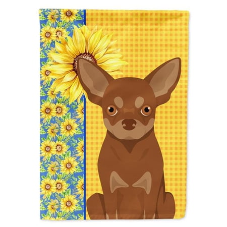 Summer Sunflowers Chocolate and Tan Chihuahua Flag Garden Size