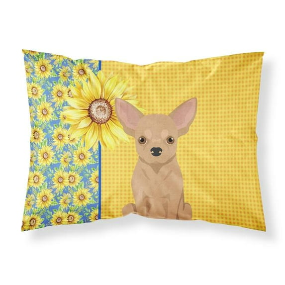 Summer Sunflowers Gold Chihuahua Fabric Standard Pillowcase