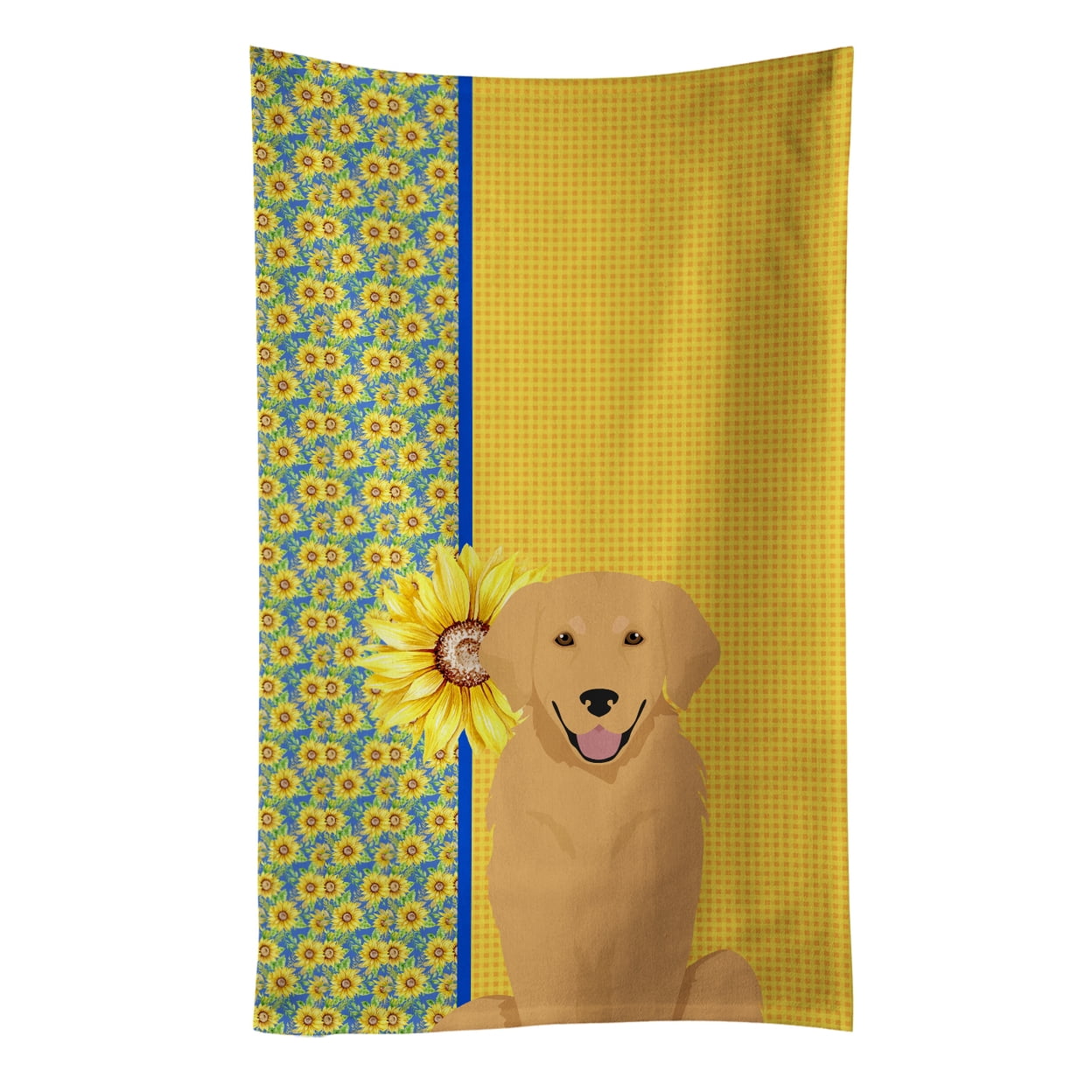 Summer Sunflowers Gold Golden Retriever Kitchen Towel