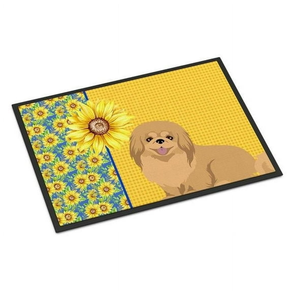 Summer Sunflowers Gold Pekingese Indoor or Outdoor Mat 24x36 36 in x 24 in