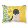 thumbnail image 1 of Summer Sunflowers Landseer Newfoundland Fabric Standard Pillowcase 30 in x 20.5 in, 1 of 5