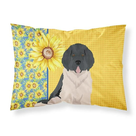 Summer Sunflowers Landseer Newfoundland Fabric Standard Pillowcase 30 in x 20.5 in