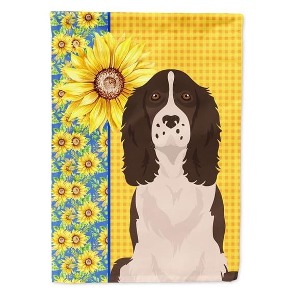 Summer Sunflowers Liver English Springer Spaniel Flag Canvas House Size