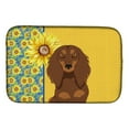 thumbnail image 1 of Summer Sunflowers Longhair Chocolate and Tan Dachshund Dish Drying Mat 14 in x 21 in, 1 of 5