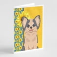 thumbnail image 1 of Summer Sunflowers Longhaired Blue and White Chihuahua Greeting Cards and Envelopes Pack of 8 7 in x 5 in, 1 of 3