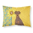 thumbnail image 1 of Summer Sunflowers Natural Ear Red and Tan Doberman Pinscher Fabric Standard Pillowcase 30 in x 20.5 in, 1 of 5