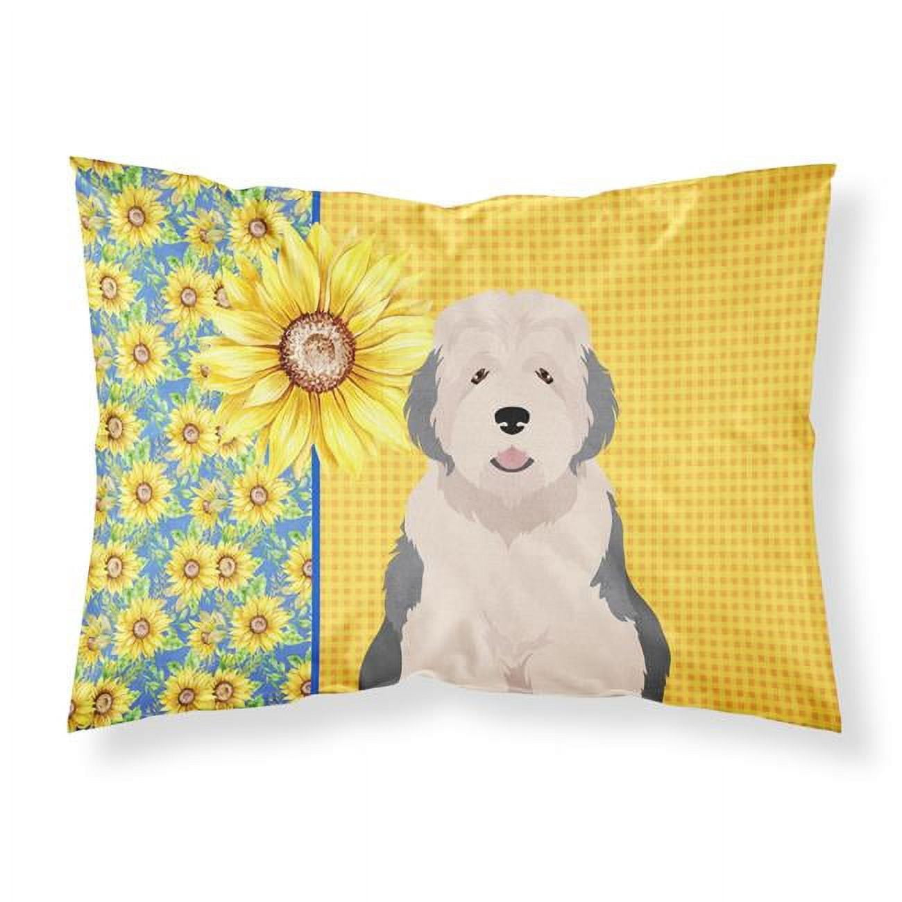 Summer Sunflowers Old English Sheepdog Fabric Standard Pillowcase