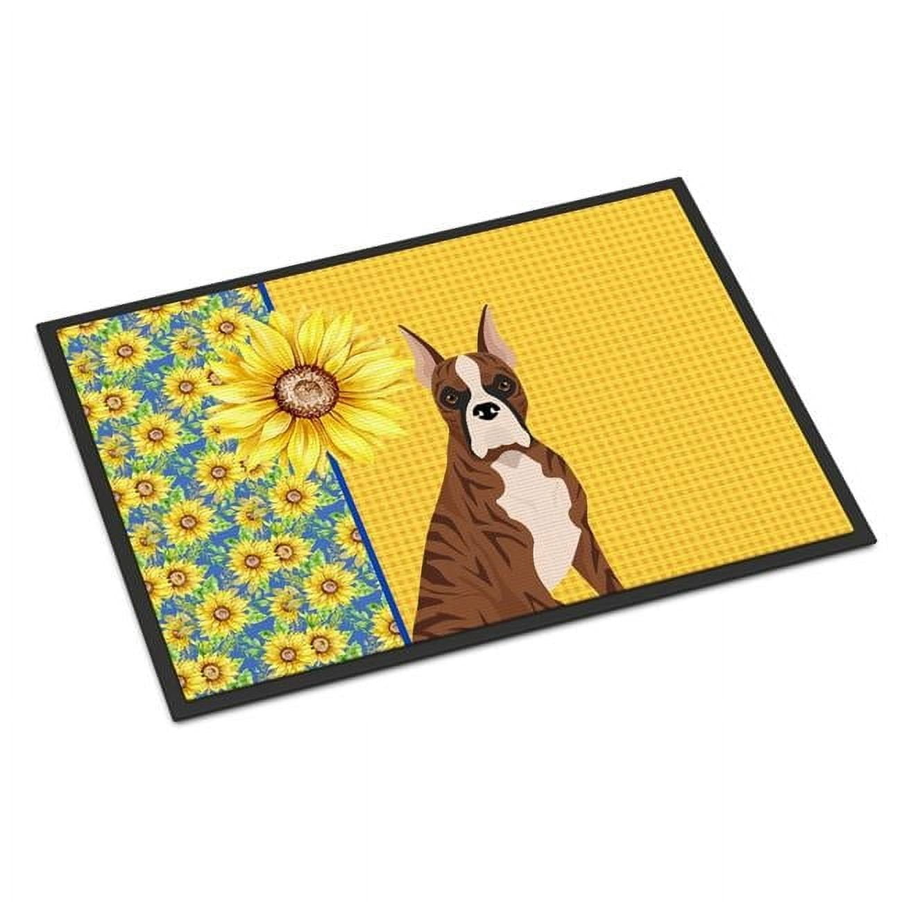 Summer Sunflowers Red Brindle Boxer Indoor or Outdoor Mat 18x27 27 in x 18 in