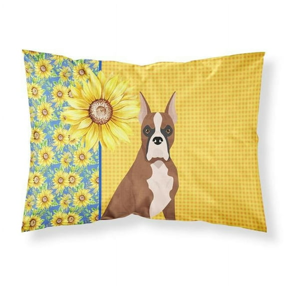 Summer Sunflowers Red Fawn Boxer Fabric Standard Pillowcase