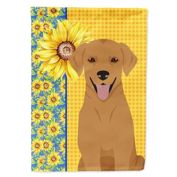 Summer Sunflowers Red Fox Labrador Retriever Flag Canvas House Size