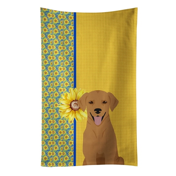 Summer Sunflowers Red Fox Labrador Retriever Kitchen Towel