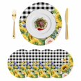 thumbnail image 1 of Summer Sunflowers Round 15 Inch Placemats Set of 4, Floral Butterfly Eucalyptus Leaves Plaid HeatResistant Non Slip Place Mats for Dining Table, Wipeable Braided Kitchen Table Mats for Housewarming, 1 of 9