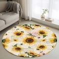 thumbnail image 1 of Summer Sunflowers Round Area Rug 3.3 FT, Non Slip Small Entryway Kitchen Mat, Pastoral Rose Floral Farmhouse Vintage Washable Soft Circular Rug Non-Shedding Door Mat for Bathroom Playroom Kids Room, 1 of 9