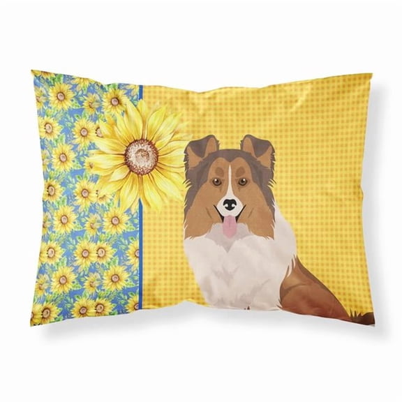 Summer Sunflowers Sable Sheltie Fabric Standard Pillowcase