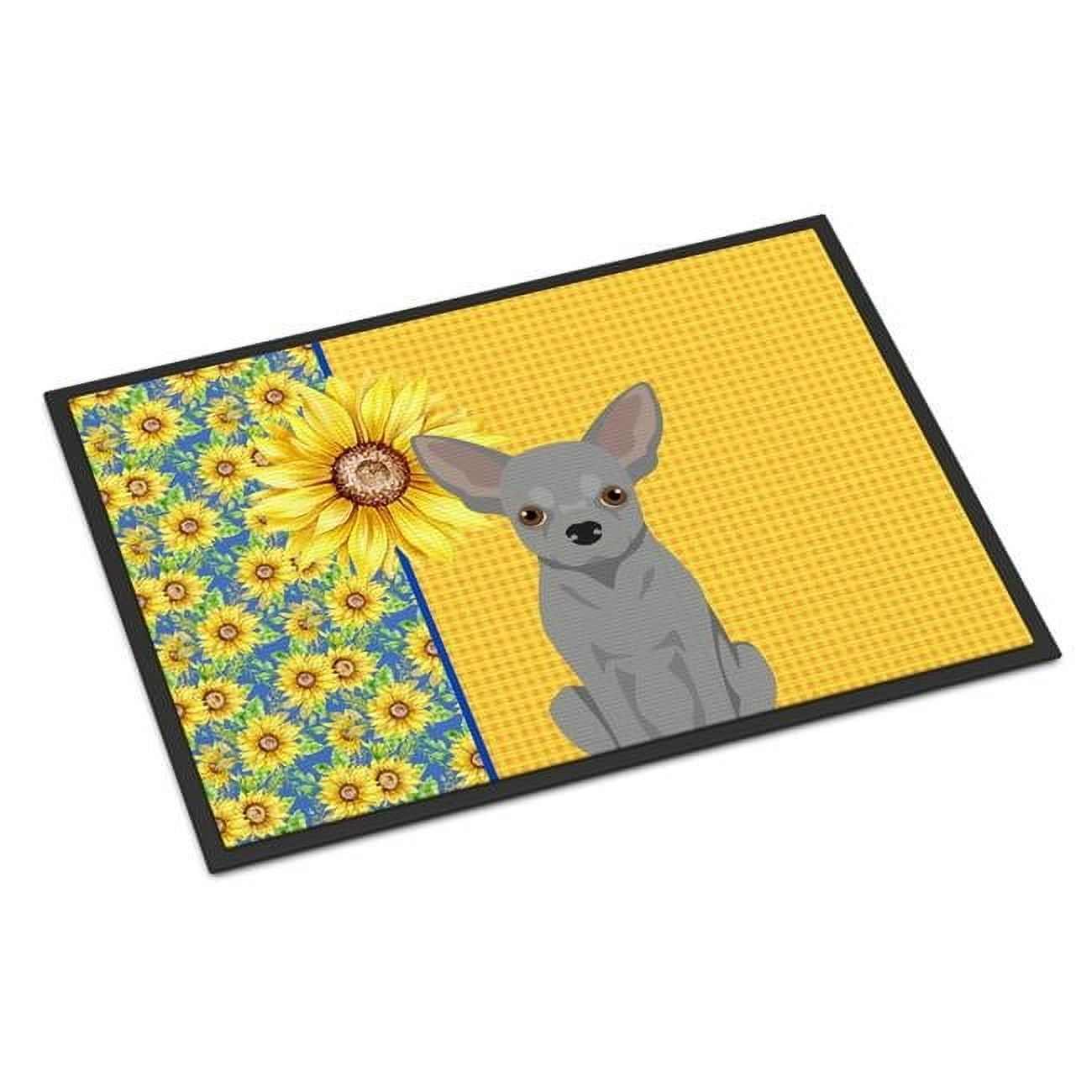 Summer Sunflowers Silver Chihuahua Indoor or Outdoor Mat 24x36 36 in x 24 in