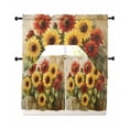thumbnail image 1 of Summer Sunflowers Swag Kitchen Curtains Sets for Windows 24 Inch Length, Farmhouse Oil Painting Red Yellow Floral Short Window Curtain Panels Swags Valances and Tiers 3 Piece Set for Cafe/Dining Room, 1 of 5
